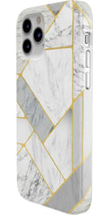 Sharp Lines | Geo White and Gold Marble Case