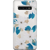 Blue and Gold Clear Floral Samsung Case
