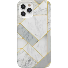 Sharp Lines | Geo White and Gold Marble Case