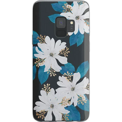 Blue and Gold Clear Floral Samsung Case
