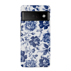 Rose to Fame | Blue & White Rose Floral Google Pixel Case