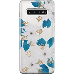 Blue and Gold Clear Floral Samsung Case