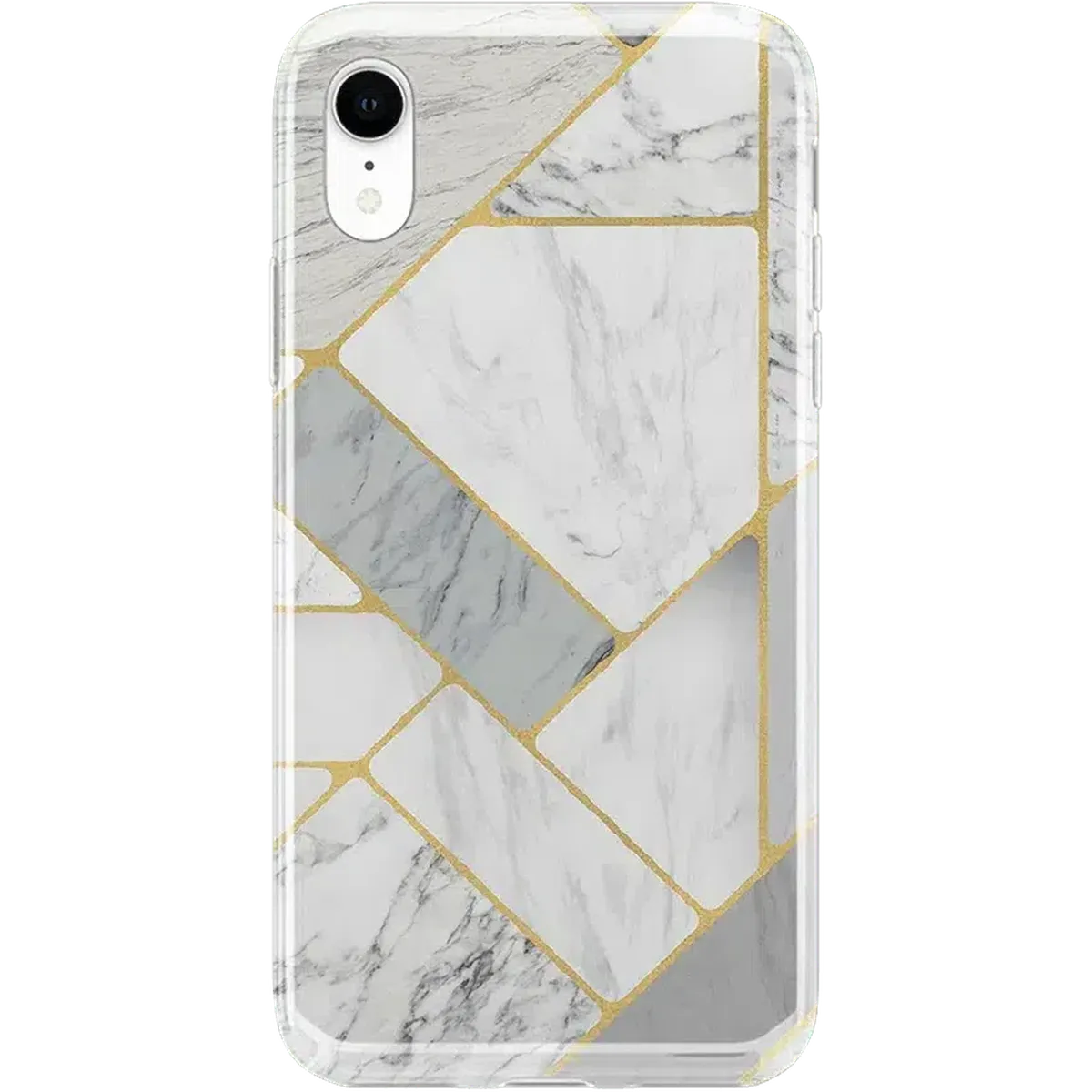 Sharp Lines | Geo White and Gold Marble Case
