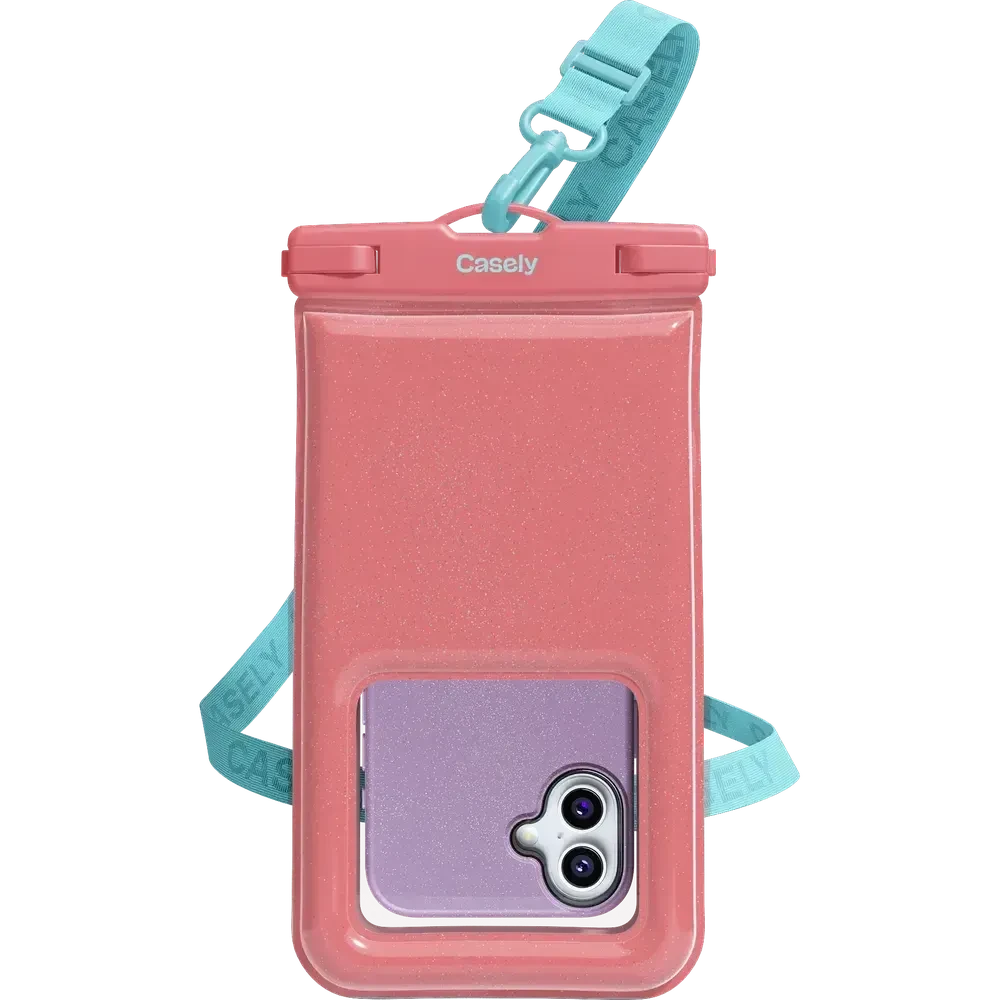 AquaBuddy | Starfish Wishes Coral Pink Shimmer Waterproof Phone Pouch