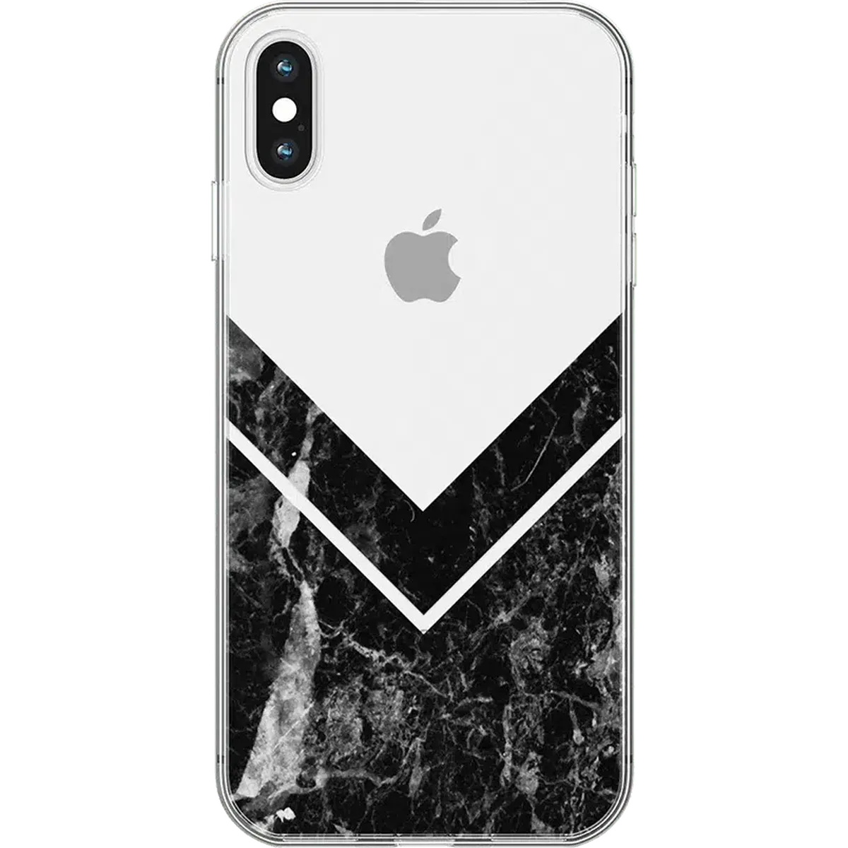 Sleek and Simple | Black Marble V Clear Case